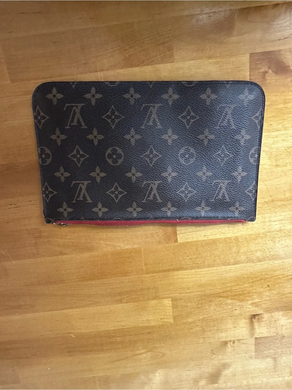 Louis Vuitton Monogram Canvas Pouch with Red Trim